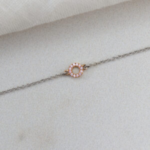 pink diamond circle charm bracelet