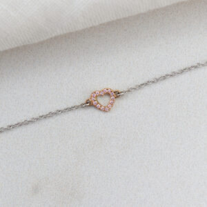 pink diamond heart charm bracelet
