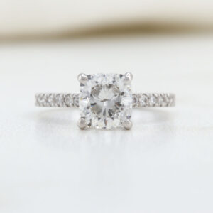 cushion cut labgrown diamond engagement ring