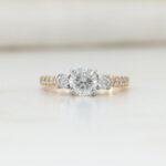 three stone style engagement ring