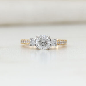 three stone style engagement ring