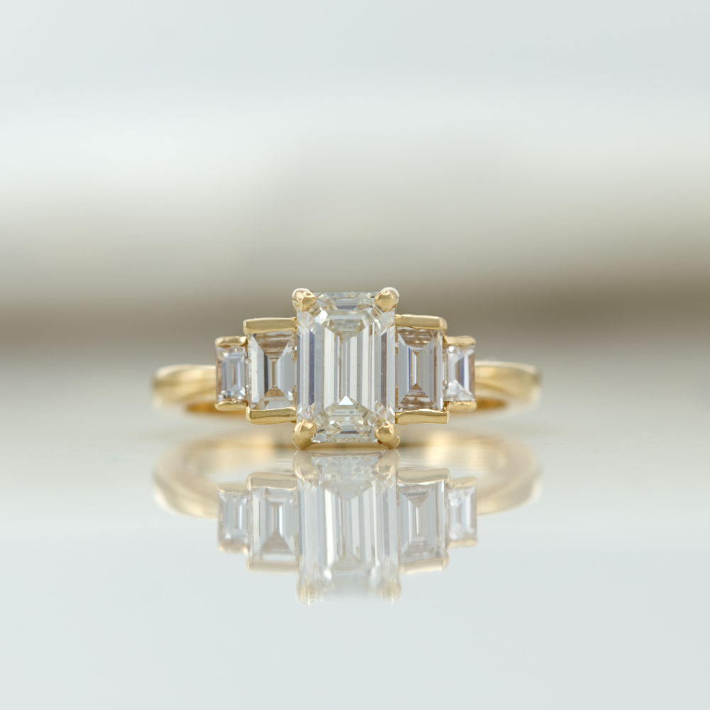 emerald cut labgrown diamond engagement ring